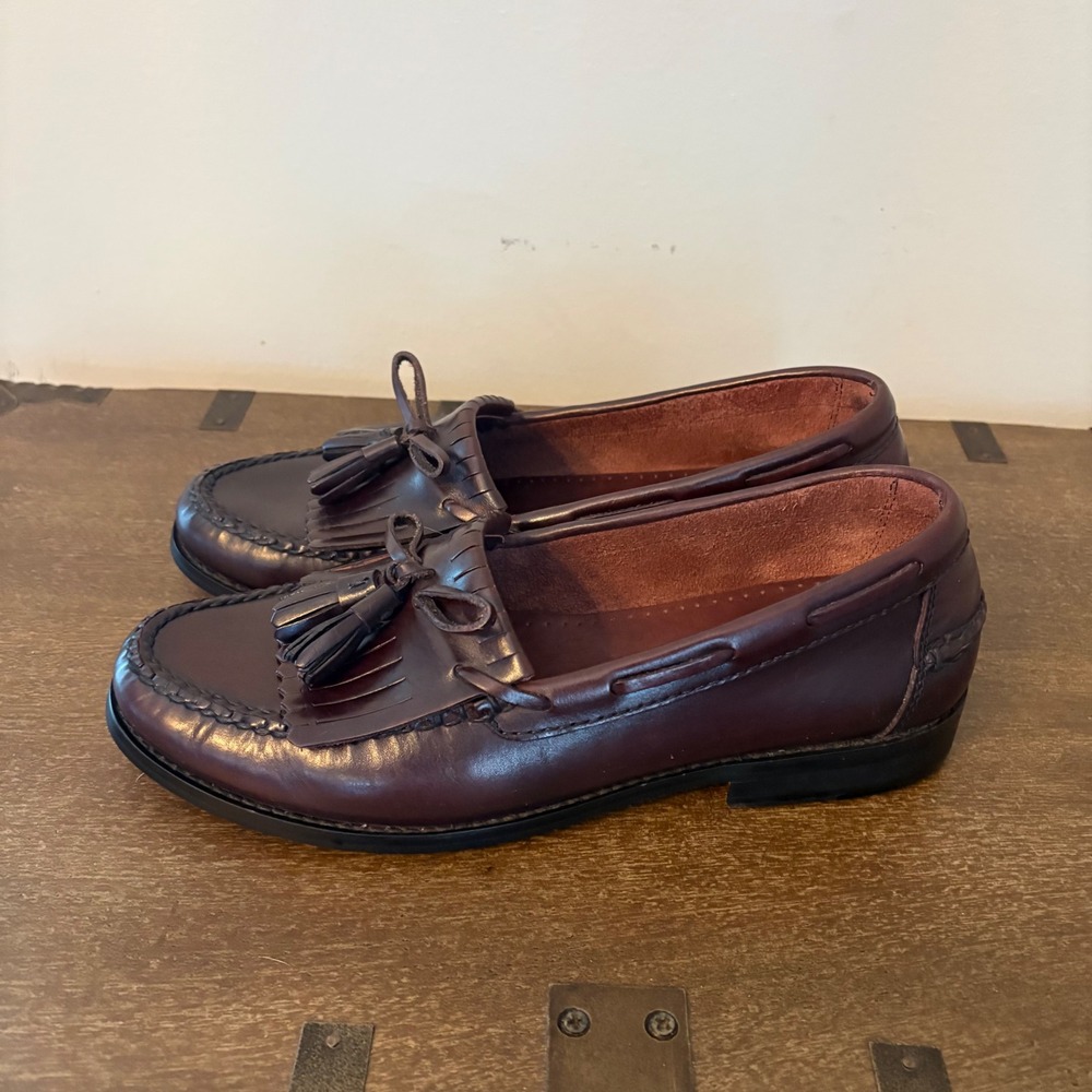 Johnston & Murphy Mens 10.5 M Oxblood Leather Kiltie Tassel Loafers Brazil